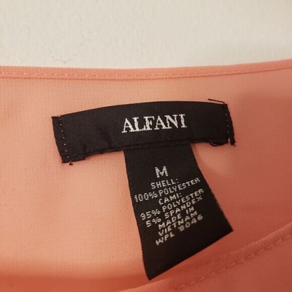 Alfani Pink Draped Blouse Bell Sleeves Chiffon Overlay Lined M - Picture 2 of 6